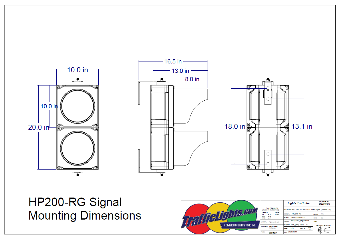200mm 2-Section Industrial LED Traffic Signal - HPY200