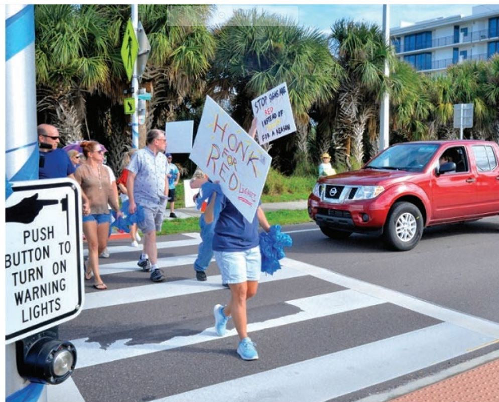 RRFB installation at a crosswalk in Satellite Beach, FL 