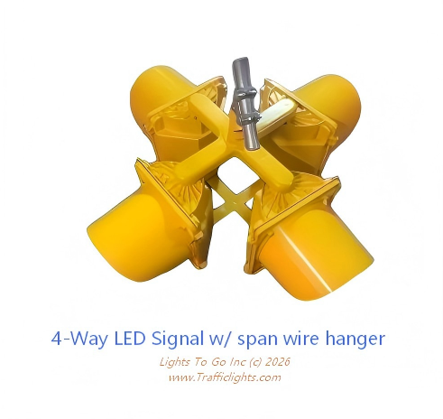 4-way LED signal assembly with span wire hanger