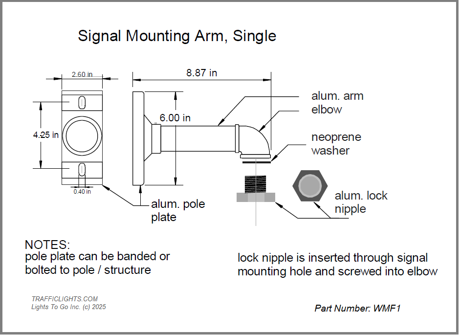 Single Signal Mounting Arm - WMF1