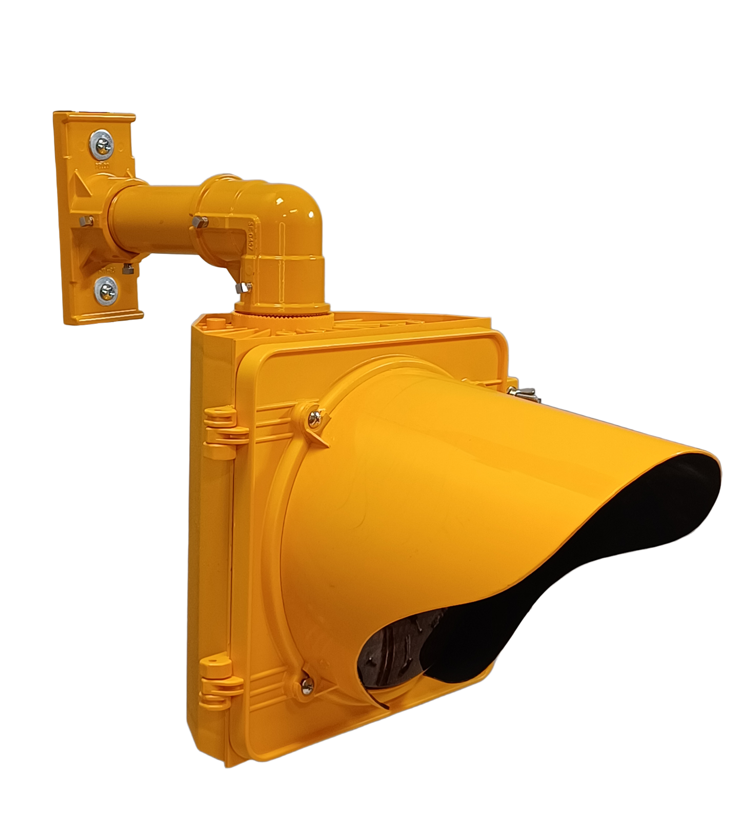 Yellow Safety warning beacon light mounted with single mounting arm