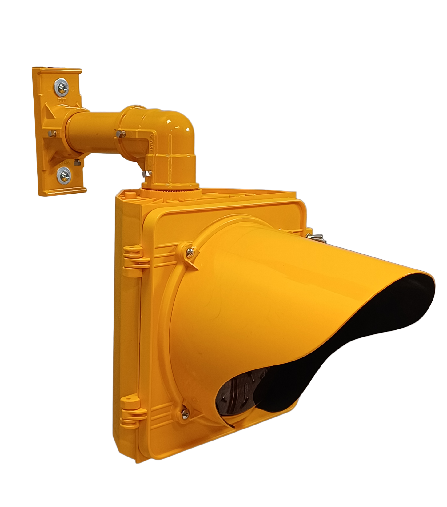 Yellow Safety warning beacon light mounted with single mounting arm