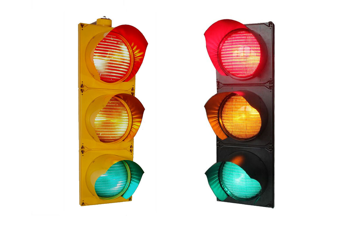 HP200-RYG LED Signal traffic signal showing red, yellow, and green lights with modular housing.